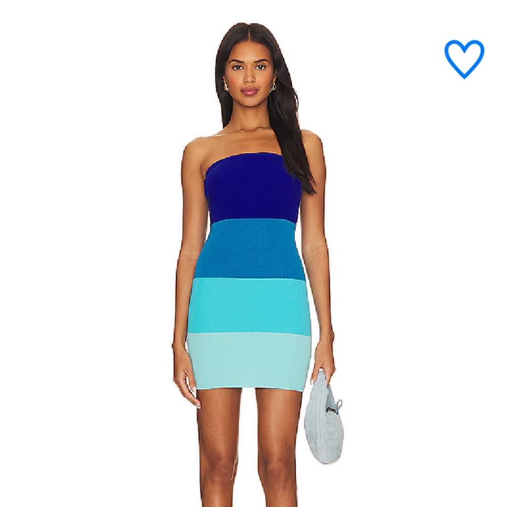 superdown Blue Gradient Strapless Mini Dress